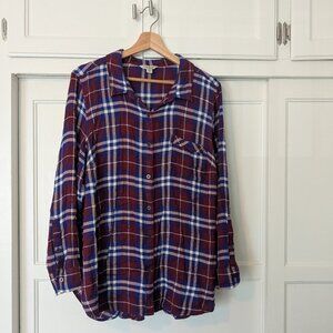 Lucky Brand Soft Flannel Button Down Top